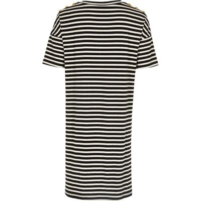 Girls black stripe high-low hem T-shirt